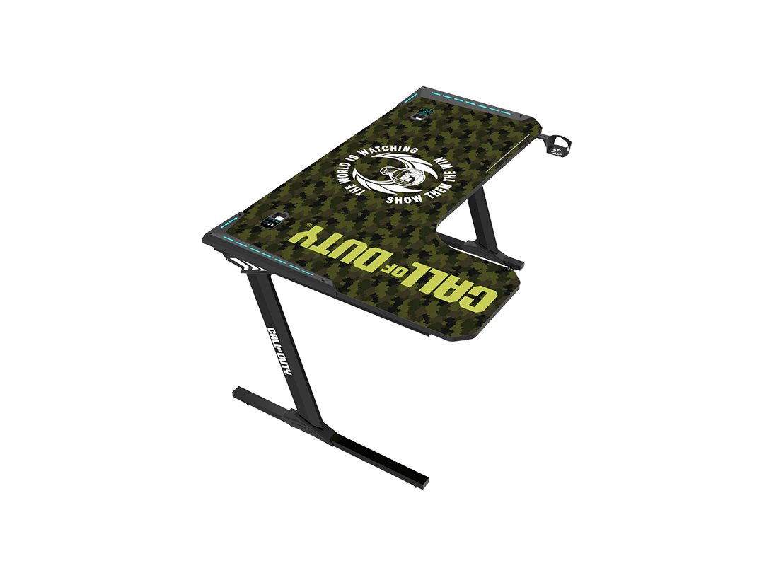 GAMEON Call Of Duty Phantom XL-L Series L-Shaped RGB Flowing Light Gaming Desk With Mouse pad, Headphone Hook, Cup Holder, Cable Management, Gamepad Holder, Qi Wireless Charger & USB Hub - Black/Green in Qatar GAMEON Call Of Duty Phantom XL-L Series L-Shaped RGB Flowing Light Gaming Desk With Mouse pad, Headphone Hook, Cup Holder, Cable Management, Gamepad Holder, Qi Wireless Charger & USB Hub - Black/Green in Qatar
